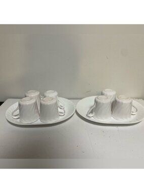 Corelle by Corning 9-Piece White Swirl Set – 2 Large Platters & 7 Mugs